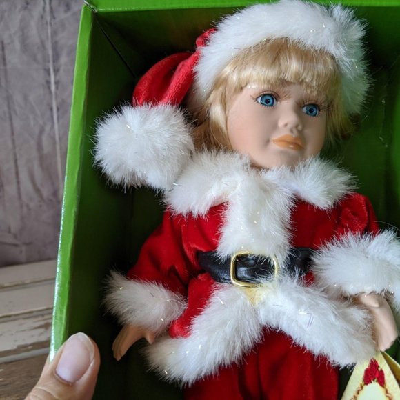 Santa's work | Holiday | Santas Work Bench Porcelain Doll Christmas ...